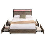 Tweepersoonsbed frame met opbergbedhoofd en laadstation