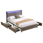 Tweepersoonsbed frame met opbergbedhoofd en laadstation
