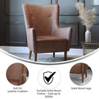 Gestoffeerde oorfauteuil met houten frame en poten