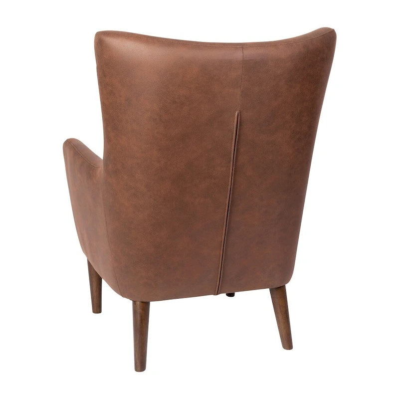 Gestoffeerde oorfauteuil met houten frame en poten