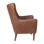 Gestoffeerde oorfauteuil met houten frame en poten