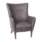 Gestoffeerde oorfauteuil met houten frame en poten
