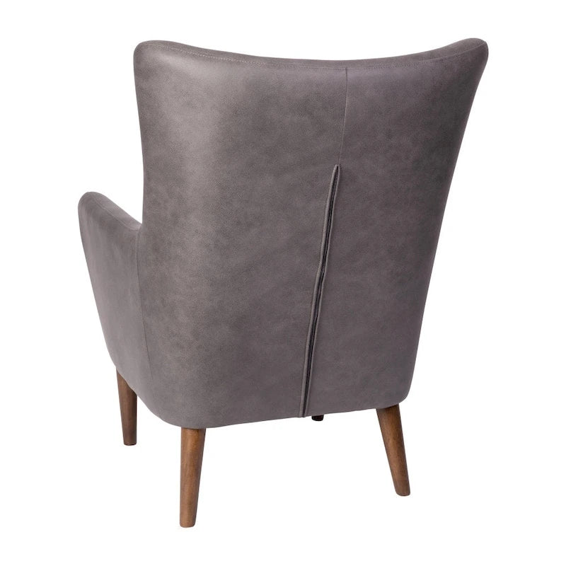 Gestoffeerde oorfauteuil met houten frame en poten