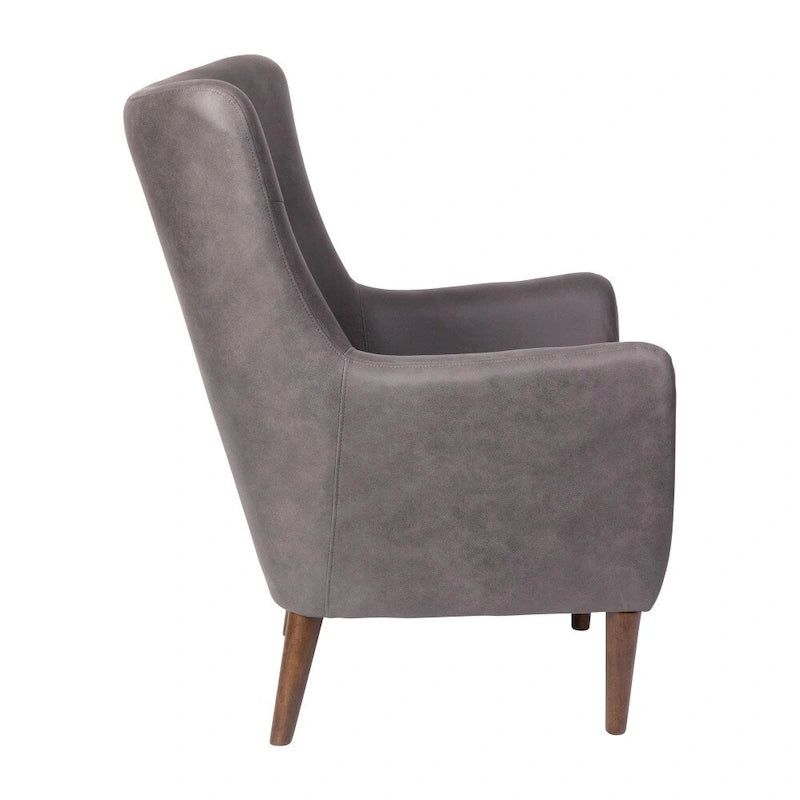 Gestoffeerde oorfauteuil met houten frame en poten