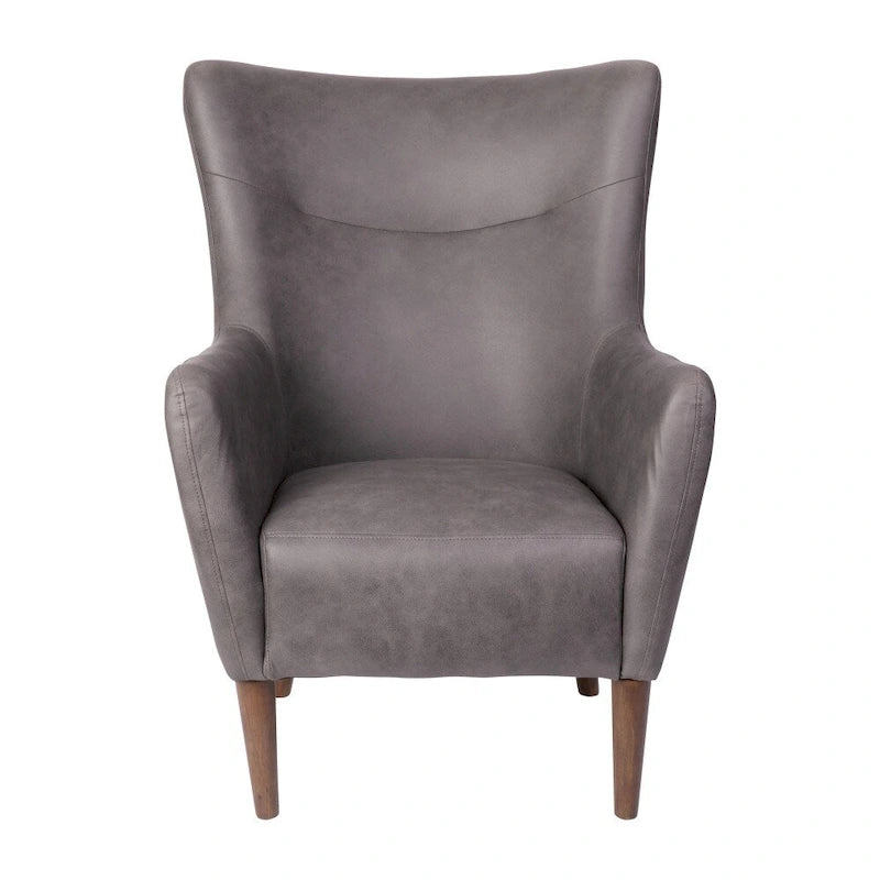 Gestoffeerde oorfauteuil met houten frame en poten