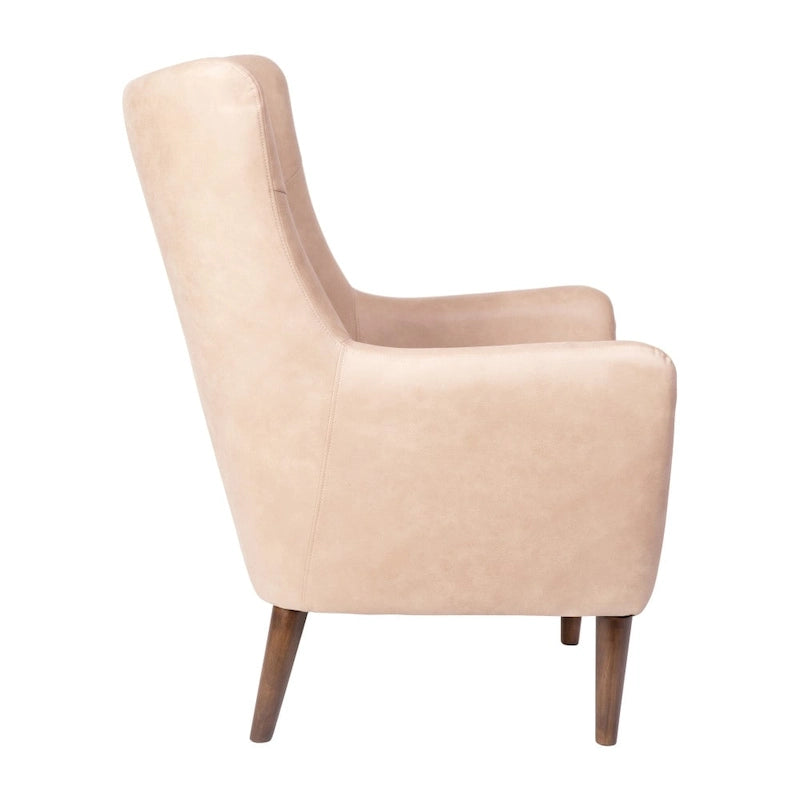 Gestoffeerde oorfauteuil met houten frame en poten