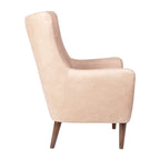 Gestoffeerde oorfauteuil met houten frame en poten