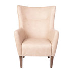 Gestoffeerde oorfauteuil met houten frame en poten
