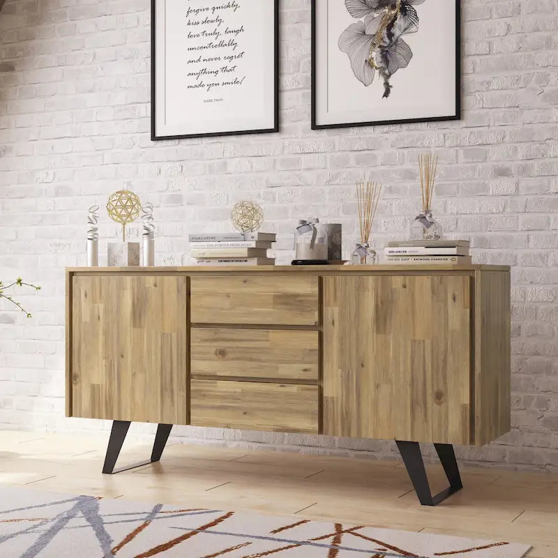 Modern industrieel dressoir van 150 cm van massief hout en metaal