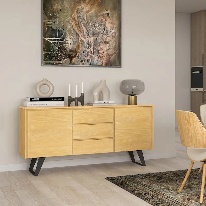 Modern industrieel dressoir van 150 cm van massief hout en metaal