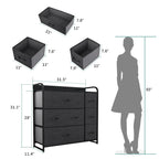 Commode met 7 stoffen laden, houten blad en metalen frame
