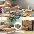 Commode met 7 stoffen laden, houten blad en metalen frame