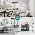 Commode met 7 stoffen laden, houten blad en metalen frame