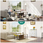 Commode met 7 stoffen laden, houten blad en metalen frame