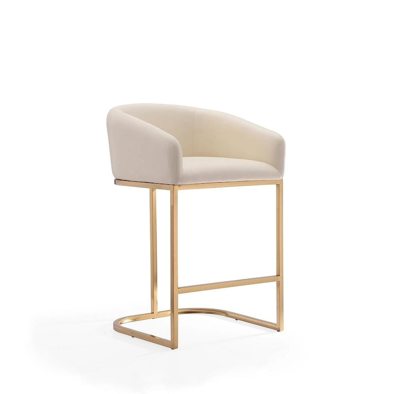 Mid-century barkruk op toonbankhoogte met gouden voet