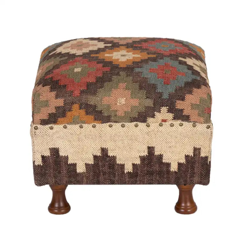 Handgemaakte Kilim gestoffeerde Ottomaanse kruk