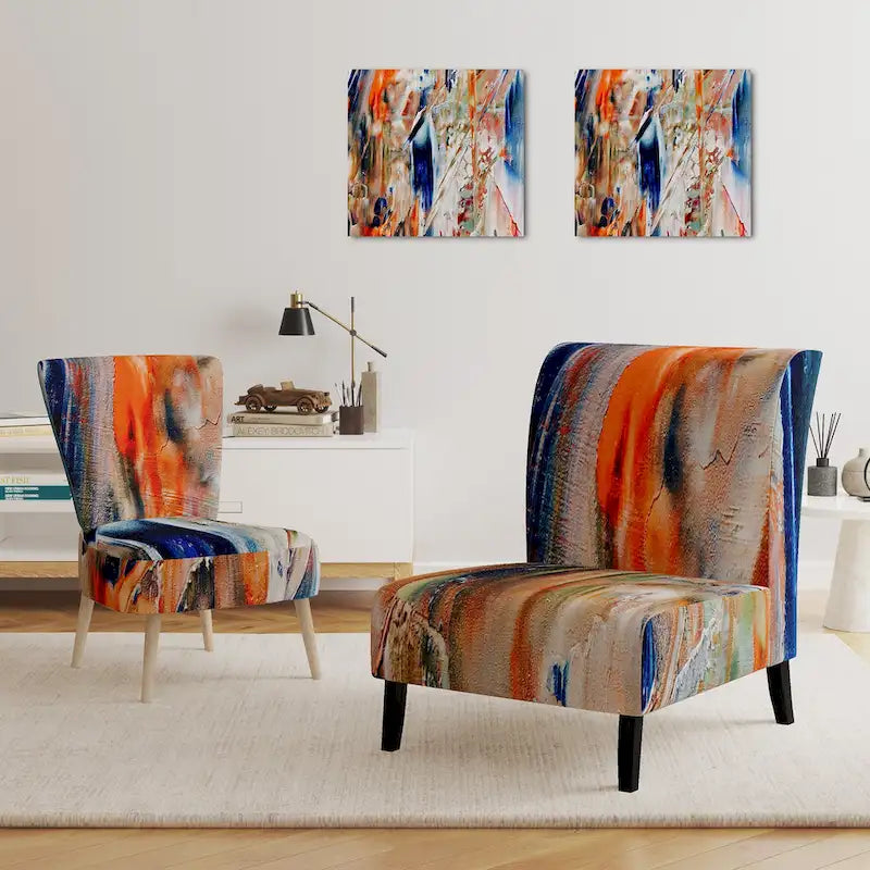 Kleurrijke Abstracte Schilderstreken II Gestoffeerde Accentstoel