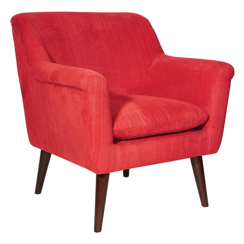 Fauteuil met rolarmen en houten poten