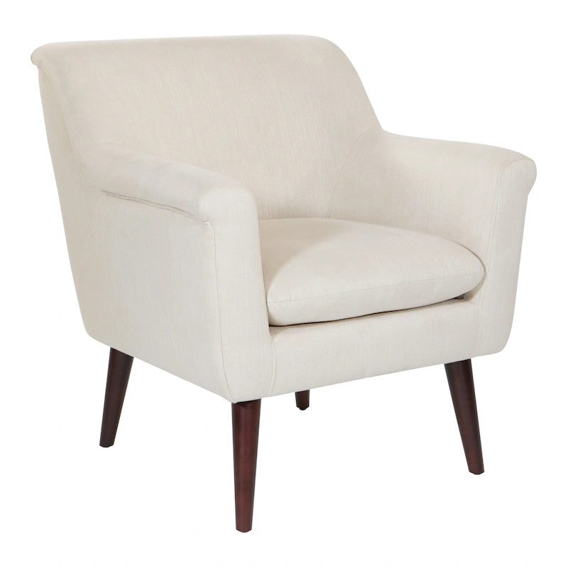 Fauteuil met rolarmen en houten poten