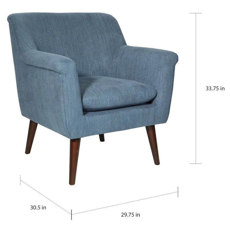 Fauteuil met rolarmen en houten poten