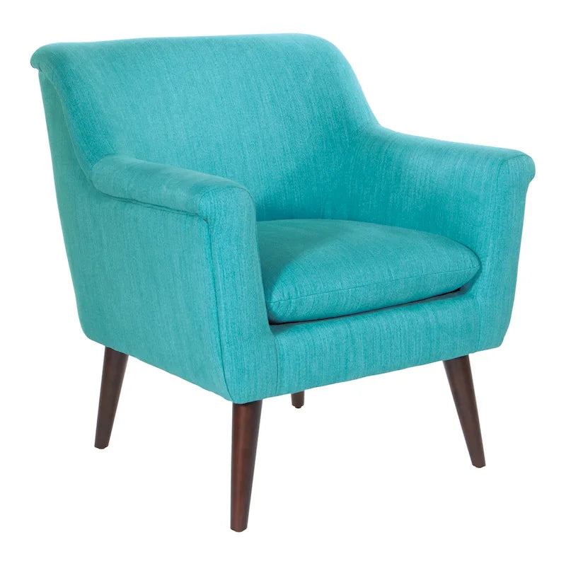 Fauteuil met rolarmen en houten poten