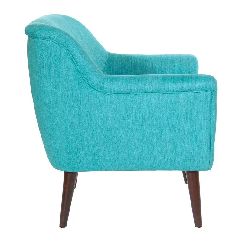 Fauteuil met rolarmen en houten poten