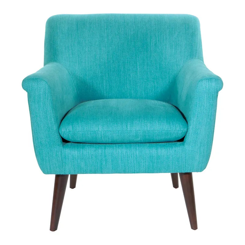 Fauteuil met rolarmen en houten poten