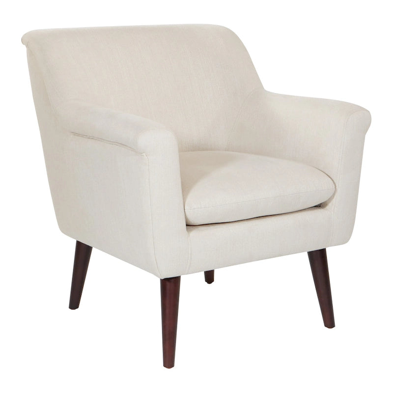 Fauteuil met rolarmen en houten poten