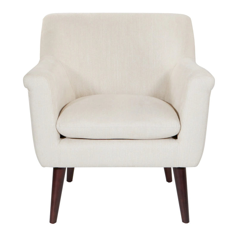 Fauteuil met rolarmen en houten poten