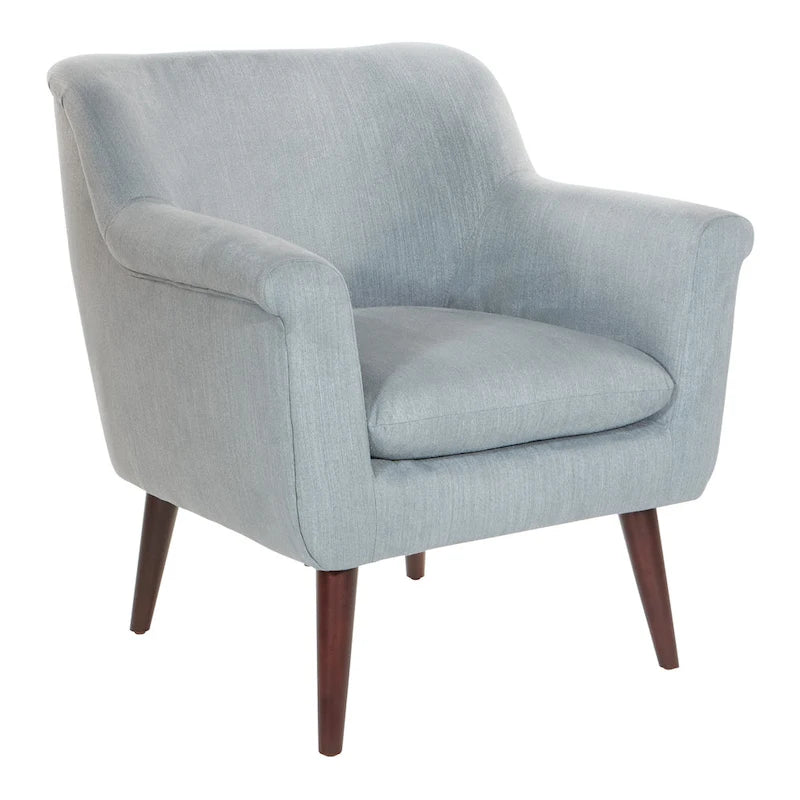 Fauteuil met rolarmen en houten poten