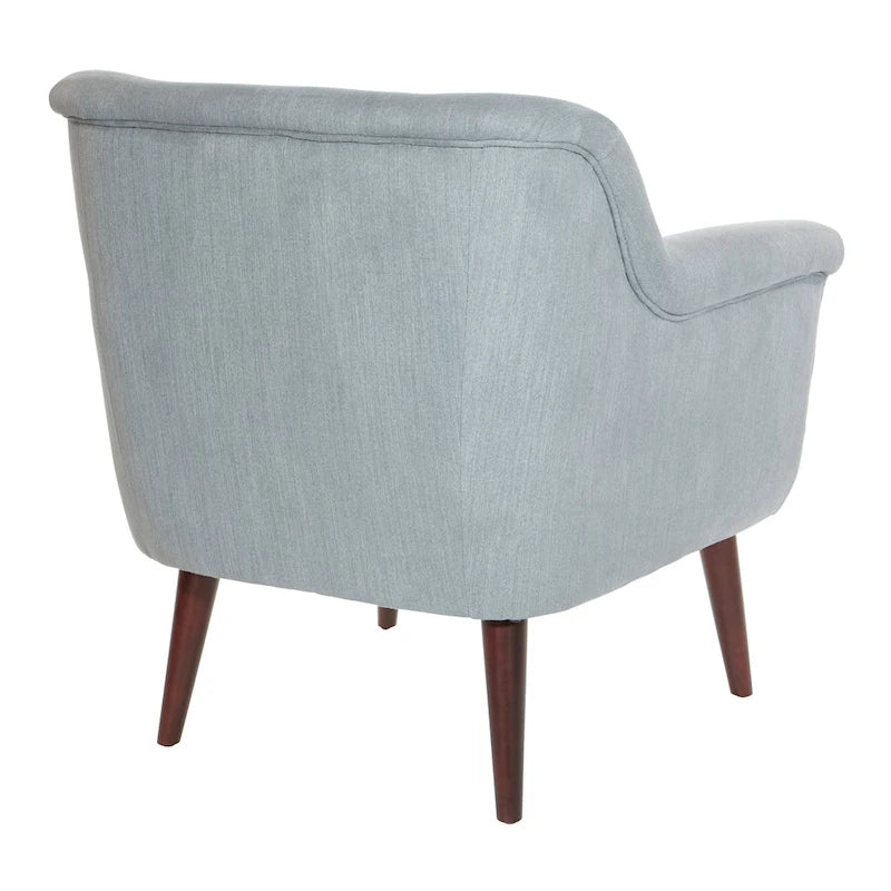 Fauteuil met rolarmen en houten poten