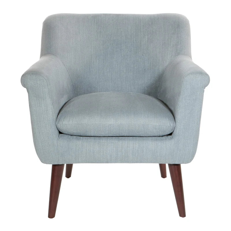 Fauteuil met rolarmen en houten poten