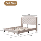 Gestoffeerd bedframe met hoofdbord met vleugels, tweepersoonsformaat