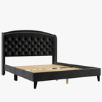 Gestoffeerd bedframe met hoofdbord met vleugels, tweepersoonsformaat