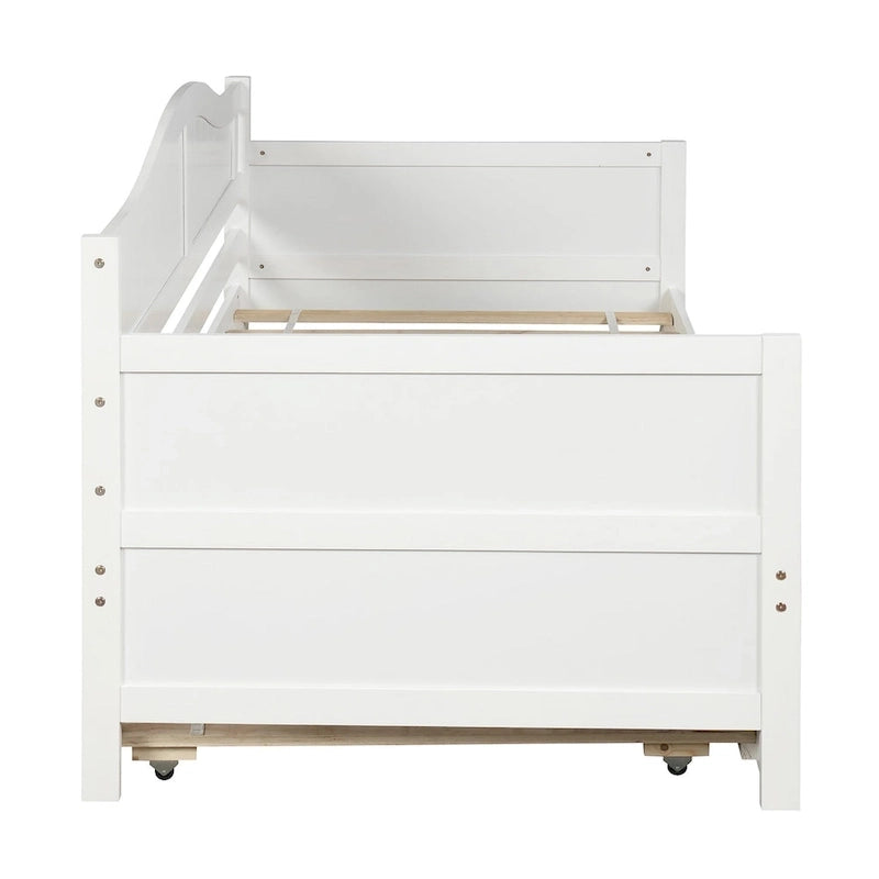 Houten twijfelaar slaapbank met uitschuifbaar bed