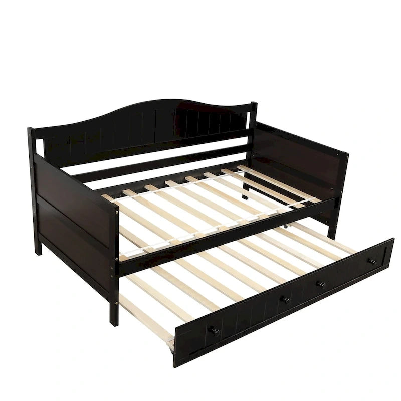 Houten twijfelaar slaapbank met uitschuifbaar bed