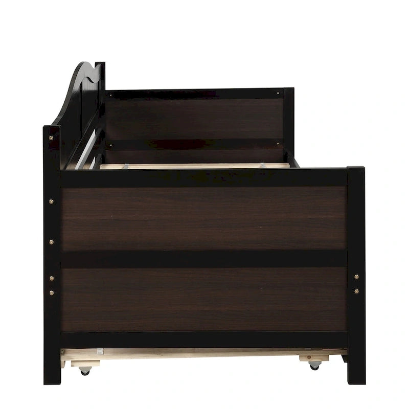 Houten twijfelaar slaapbank met uitschuifbaar bed
