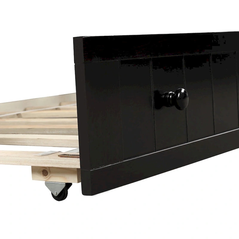 Houten twijfelaar slaapbank met uitschuifbaar bed
