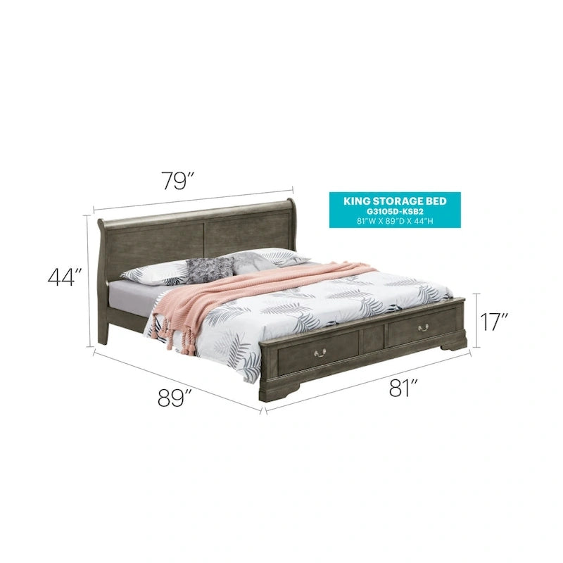 King Storagebed met houten paneel