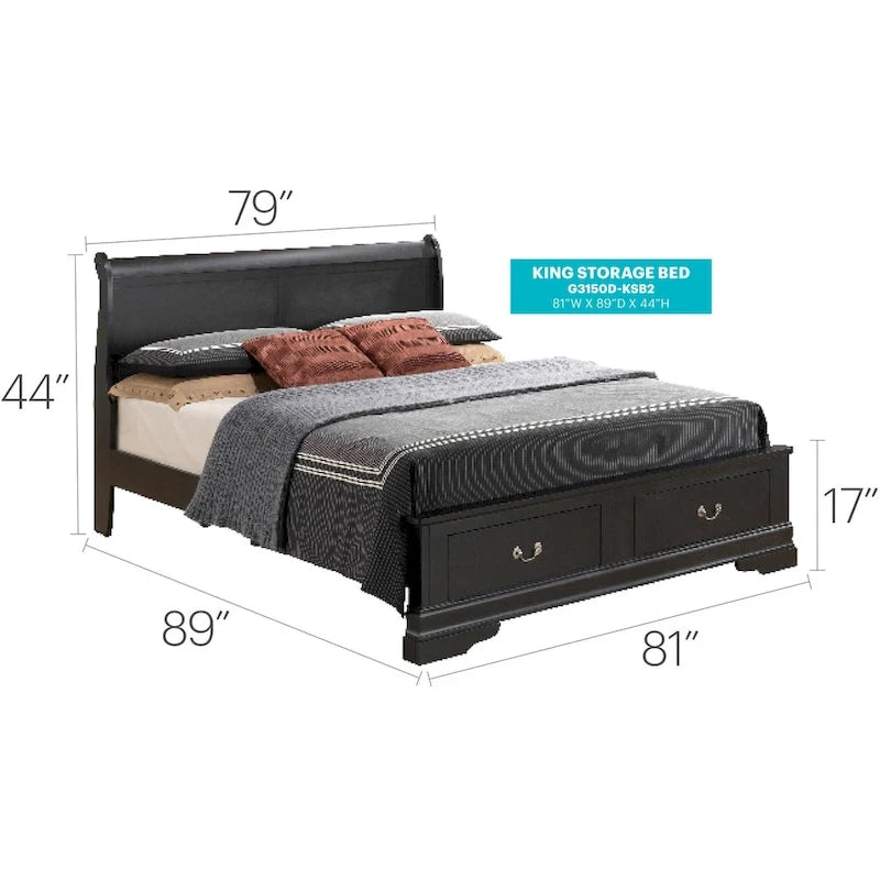 King Storagebed met houten paneel