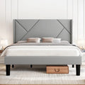 Gestoffeerd platformbedframe met houten lattenbodem