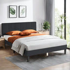 Gestoffeerd platformbedframe met houten lattenbodem