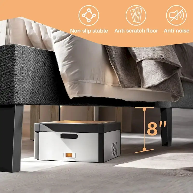 Gestoffeerd platformbedframe met houten lattenbodem