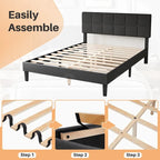 Gestoffeerd platformbedframe met houten lattenbodem