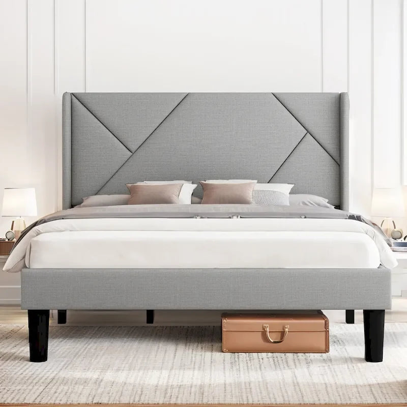 Gestoffeerd platformbedframe met houten lattenbodem