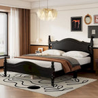 Houten bedframe in retrostijl met hoofdeinde
