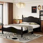 Houten bedframe in retrostijl met hoofdeinde