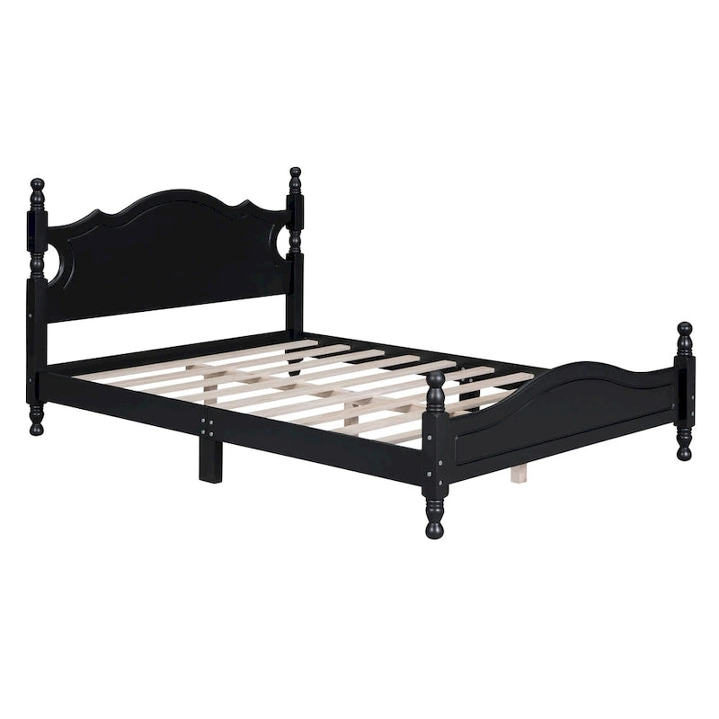 Houten bedframe in retrostijl met hoofdeinde