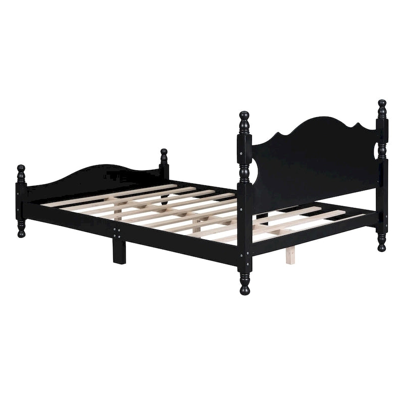 Houten bedframe in retrostijl met hoofdeinde