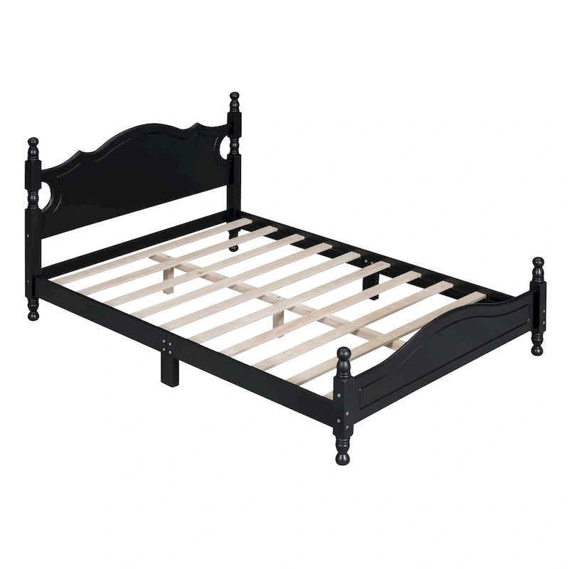 Houten bedframe in retrostijl met hoofdeinde
